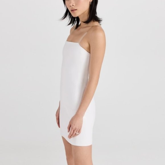 alice + olivia Fifi Clear Strap Vegan Leather Mini Dress Bright White Size 6 - Picture 2 of 4
